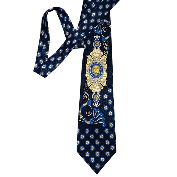 Lord & Taylor Other - Vintage Lord & Taylor Mens Tie Silk Blue Yellow Baroque Lion 60x3.75” USA